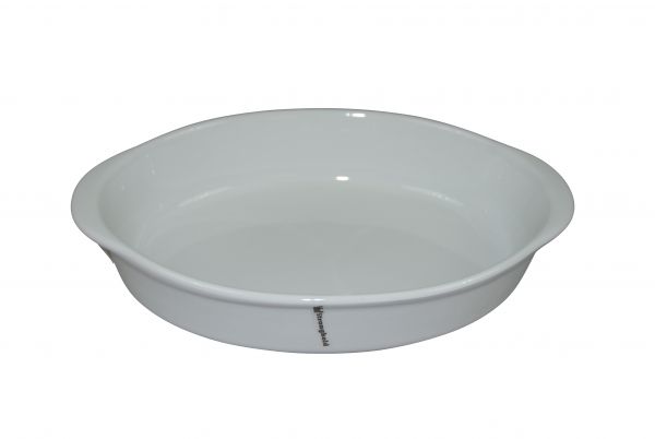 Ofen-Porzellan Gratinschale oval mit Henkel