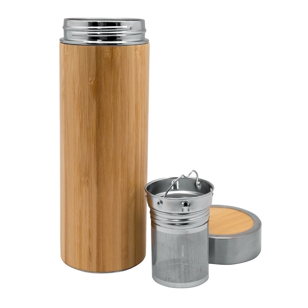 Trinkflasche 360ml doppelwandig Bambus