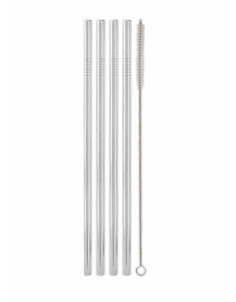 Trinkhalm Edelstahl,  gerade, (4St. & Bürste), 24 cm