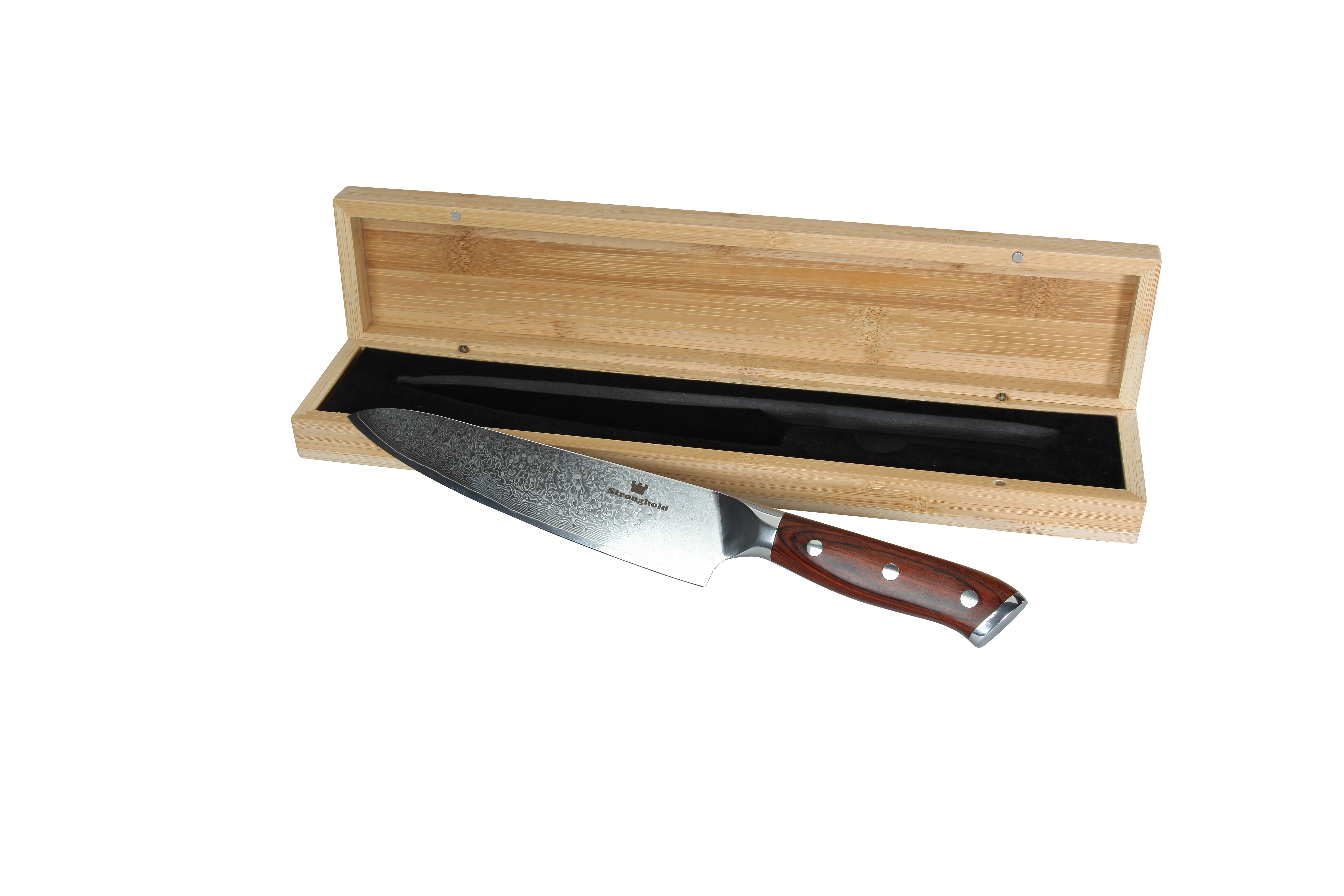 Kochmesser Damast 20cm in Bambusbox