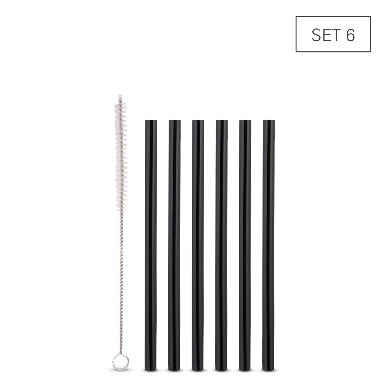 Trinkhalme Glas schwarz 15 cm- Set 6  +