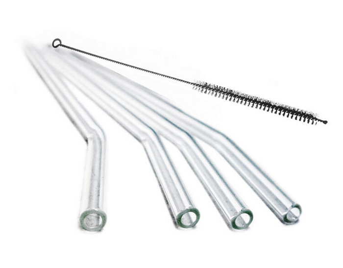 Trinkhalme Glas23cm,4stk,Reinigunsbürste
