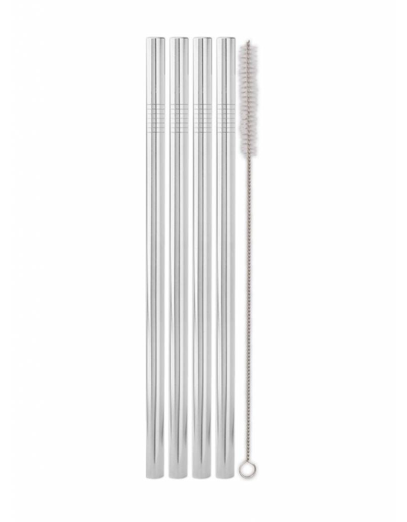 Trinkhalm Edelstahl gerade (4 St. & Bürste), 24 cm