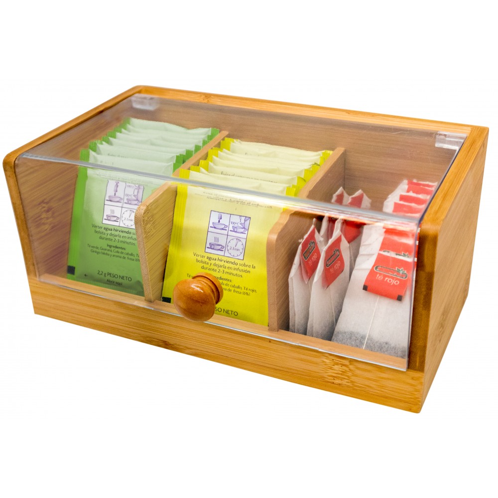 Teebeutelbox Bambus, klein, 3 Fächer